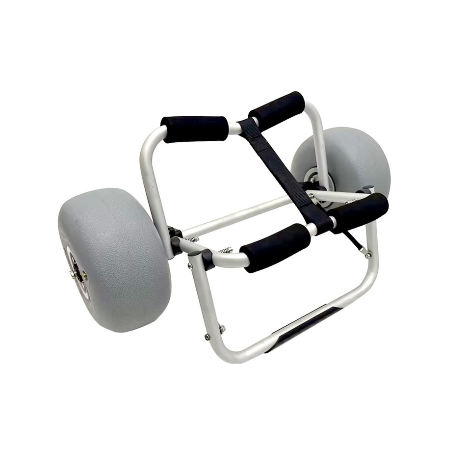 Aluminium kayak cart with 9" PU balloon wheels Aluminium kayak cart with 9" PU balloon wheels