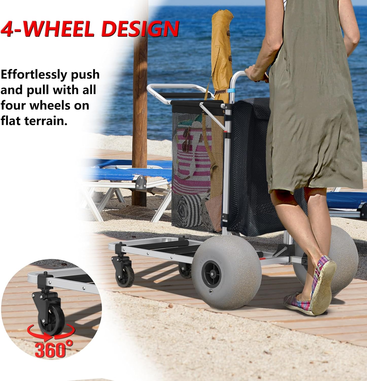 Multifuction Beach Trolley with 12