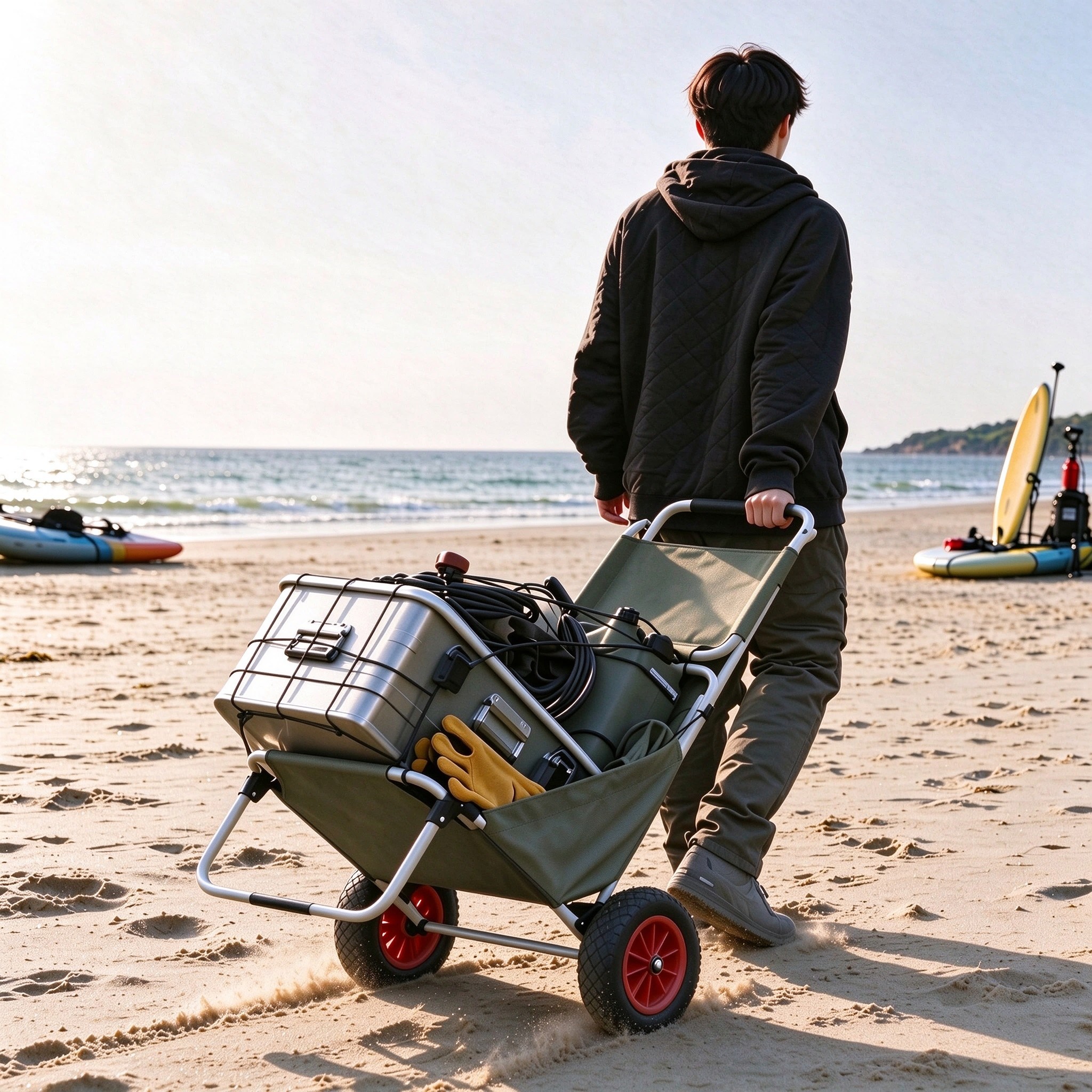 Sandwalker Foldable Beach Trolley Seat BTB with Sun-visor 