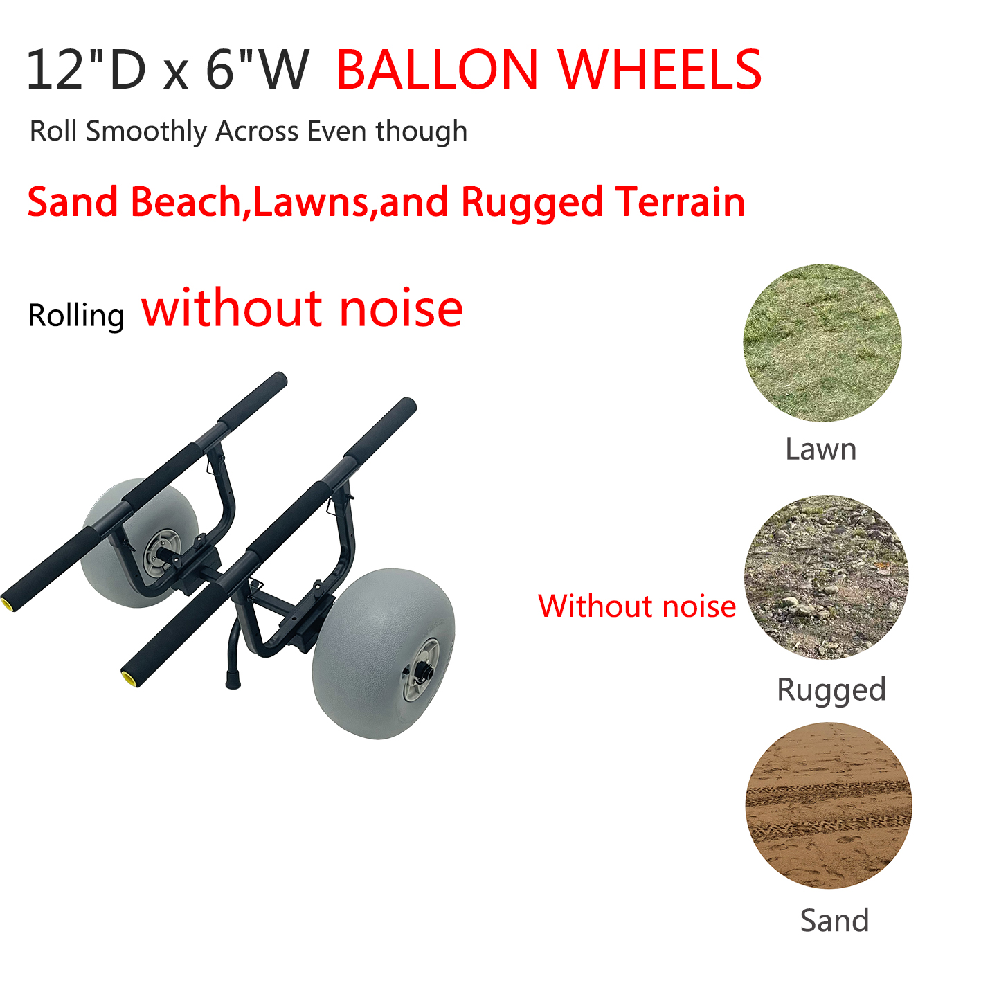 Heavy duty universal kayak bunker cart with 12