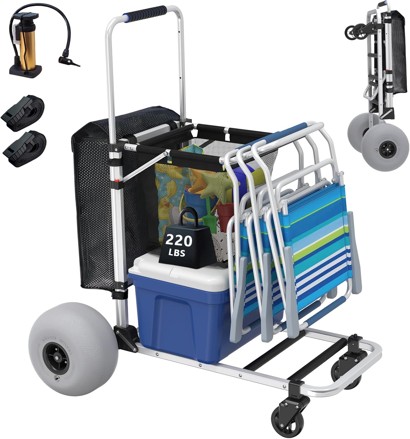 Multifuction Beach Trolley with 12