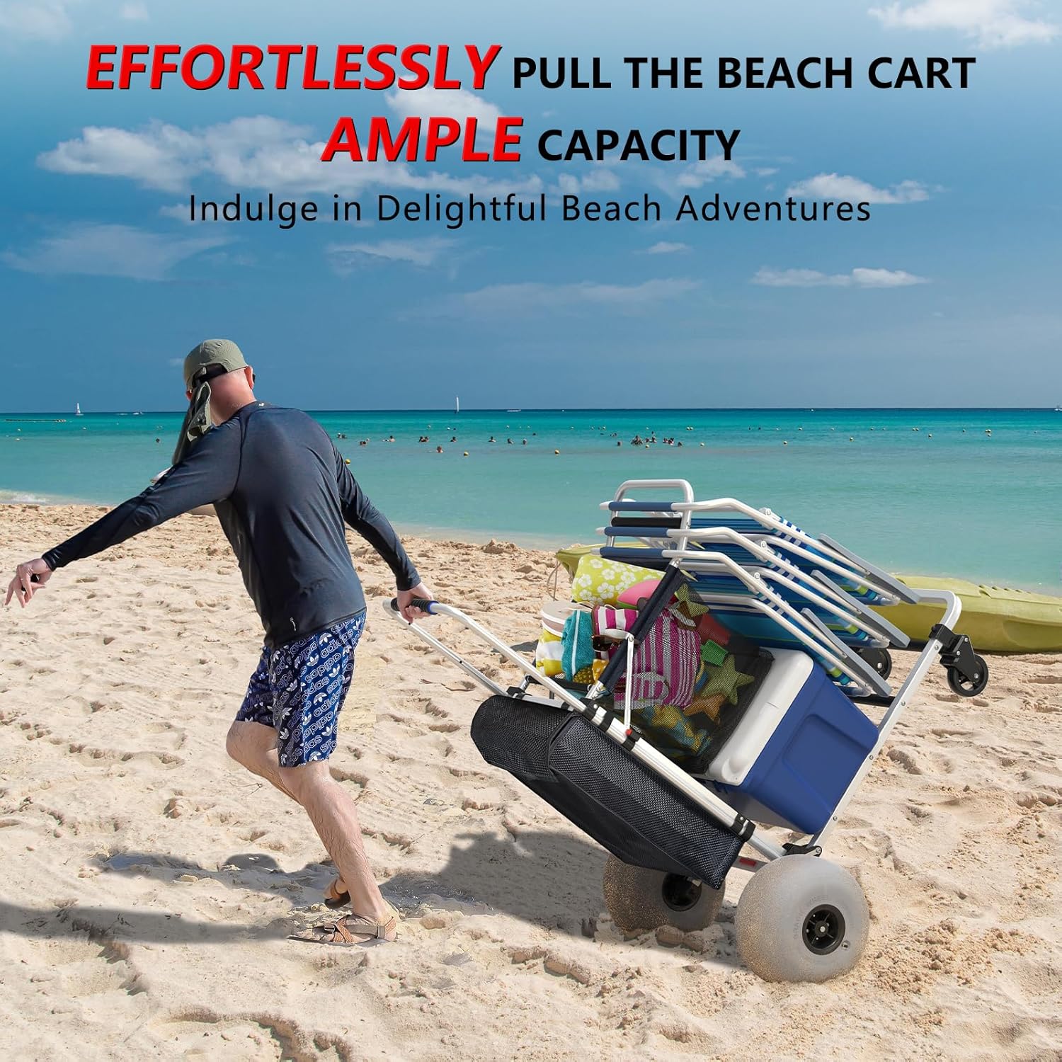 Multifuction Beach Trolley with 12