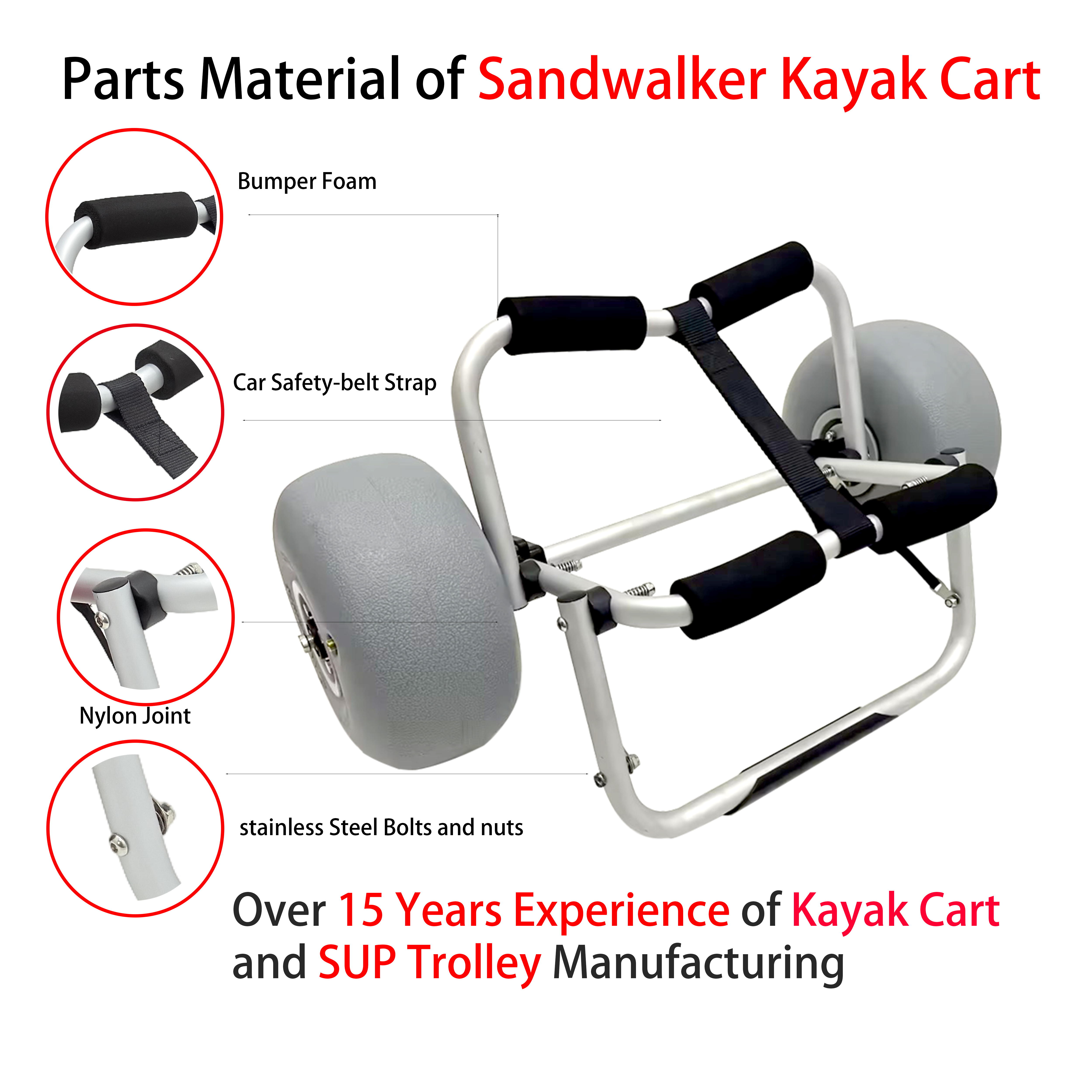 Aluminium kayak cart with 9