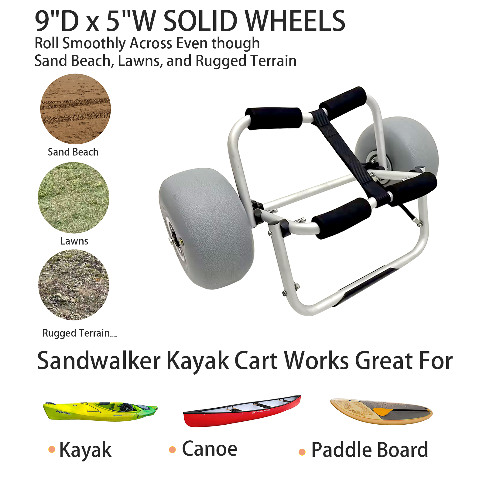 Aluminium kayak cart with 9